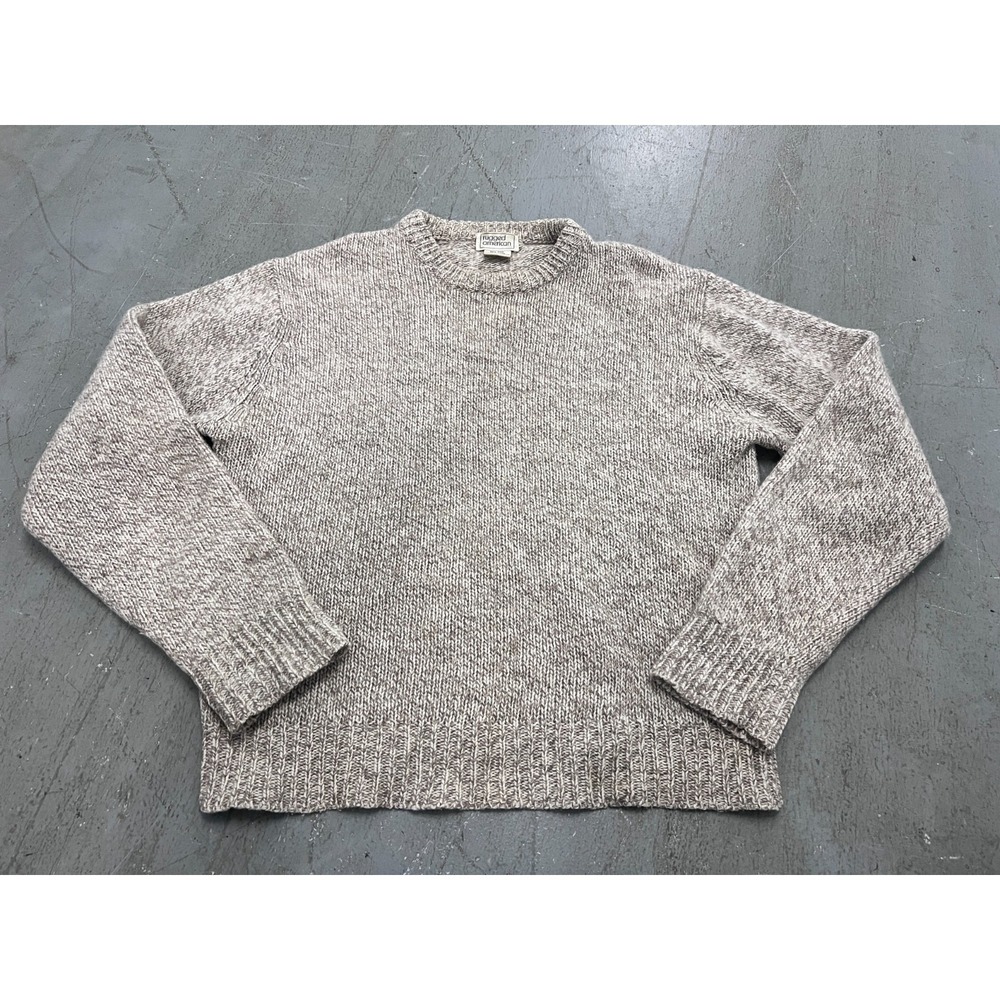 Rugged American Sweater Mens Large‎ Marled Oatmeal Ribbed Long Sleeve Gorpcore